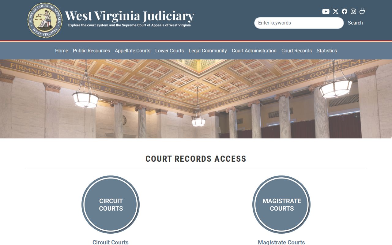 West Virginia Judiciary circuit and magistrate court record access page for Ritchie County case research