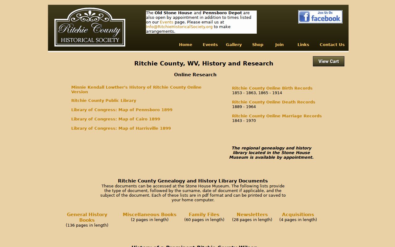 Ritchie County property records historic society collections and index links