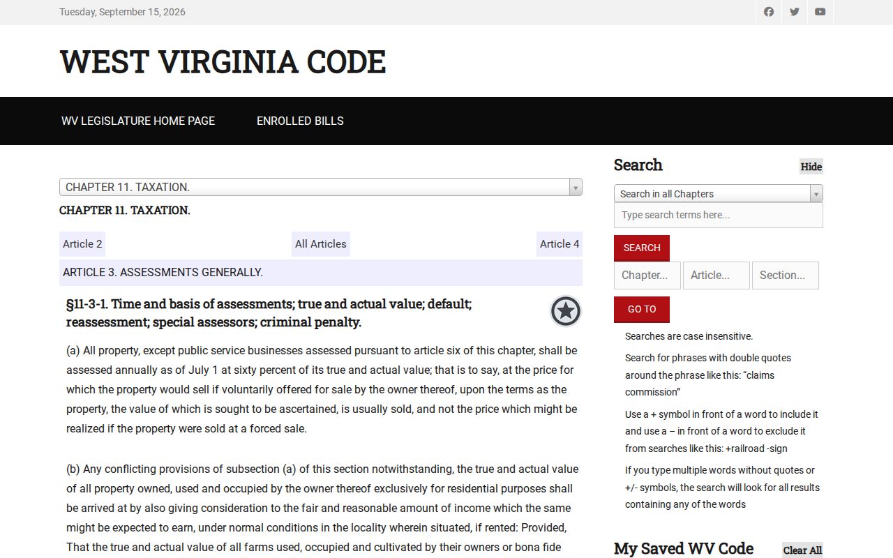 Ritchie County property value reference to West Virginia's 60 percent assessed value statute