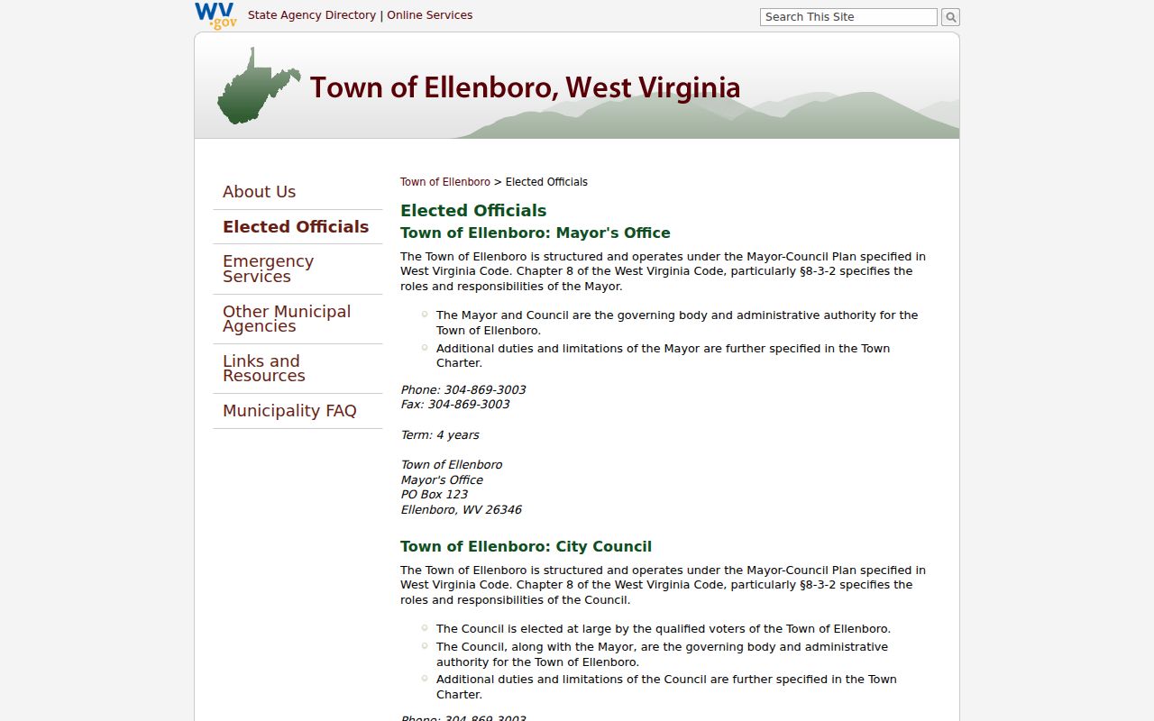 Ellenboro property records municipal officials and council meeting contact page